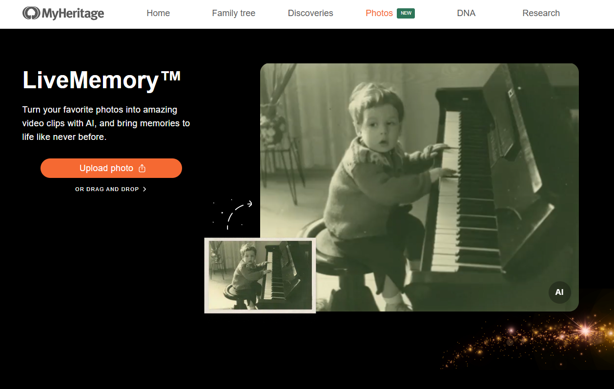 экран загрузки фотографии в LiveMemory